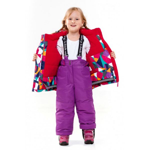 Костюм для девочки (куртка, полукомбинезон, шарф) E806W16/575 Теплый снег