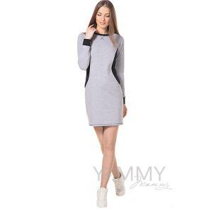 Платье спорт комбинированное серый меланж/ темно-синий